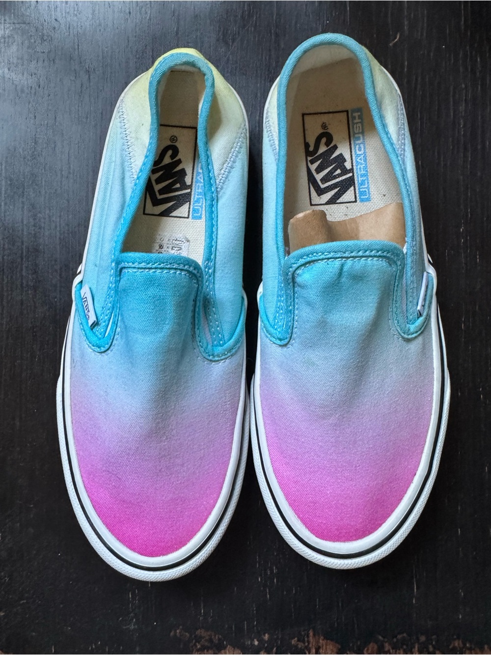 Vans Slip-On Ombre Turquoise to Pink Canvas Sneakers